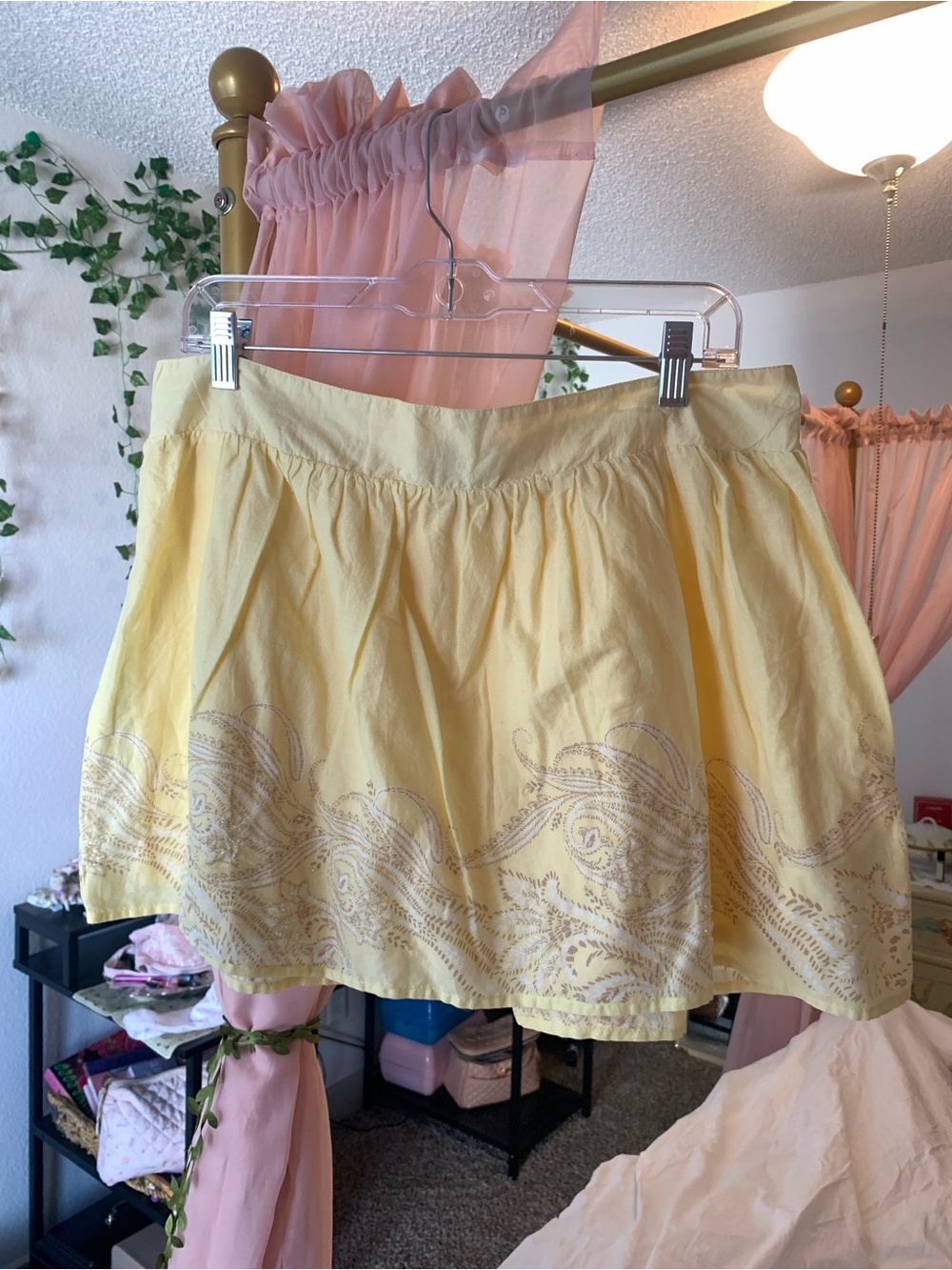 SO Y2K Yellow Embroidered Circle Skirt